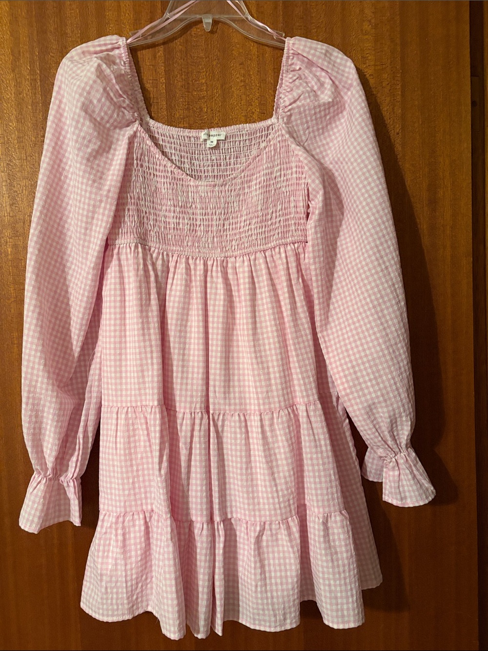 Blu Pepper Pink Gingham Smocked Mini Dress
